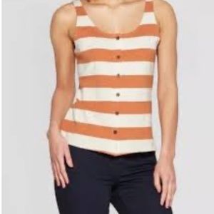 Universal Thread Women’s Orange / Cream Striped Button Front Tank Top XXL